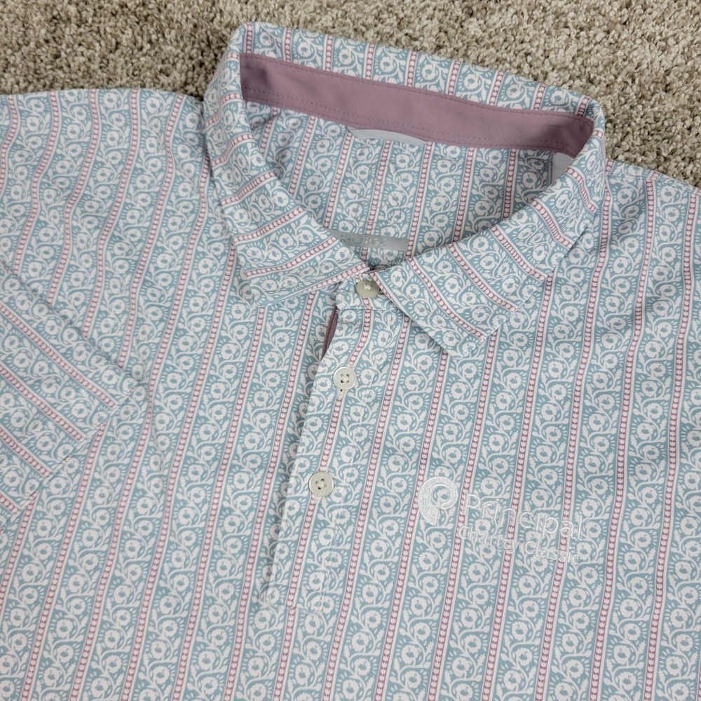 Swannies Golf Mens XL Green Red White AOP Floral Performance Stretch Polo SS